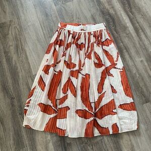 ba&sh White and Orange Pleated Skirt
